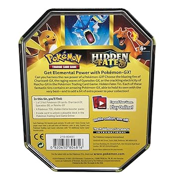 Pokémon TCG Hidden Fates Charizard Tin Amazon.com: Hidden Fates Tin: Charizard-GX : Toys & Games